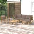 vidaXL 6 Piece Patio Lounge Set with Taupe Cushions Bamboo