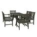 VIFAH Renaissance Outdoor 6-piece Wood Patio Curvy Legs Table Dining Set