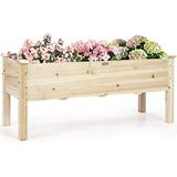 Raised Garden Bed Wood Planter Box With Legs Drain Holes Elevated Garden Bed For Vegetables Standing Garden Container Planter Raised Beds For Backyard Patio