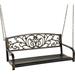 2-Person Metal Outdoor Porch Swing Hanging Steel Patio Bench For Garden Deck W/Floral Accent 485Lb Weight Capacity - Bronze