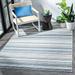 cabana collection area rug - 8 x 10 grey & blue stripe design non-shedding & easy care indoor/outdoor & washable-ideal for patio backyard mudroom (cbn323f)