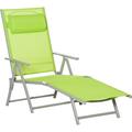 Outdoor Folding Chaise Lounge Chair Portable Lightweight Reclining Sun Lounger With 7-Position Adjustable Backrest & Pillow For Patio Deck And Poolside Green