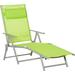 Outdoor Folding Chaise Lounge Chair Portable Lightweight Reclining Sun Lounger With 7-Position Adjustable Backrest & Pillow For Patio Deck And Poolside Green