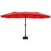 14.7 Ft Patio Outdoor Double-Sided Umbrella Large Market Ventilation Aluminum Crank For Porch Deck Backyard And Pool (14.7 Ft Patio Double-Sided Umbrella With Base Red)