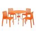 Strata Furniture Delfino Patio Table with Four Karissa Chairs in Orange