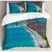 Ecuador Duvet Cover Set King Size Fascinating Los Frailes Beach Panoramic Aerial Scenery Bay Cliff Ocean Coastline Decorative 3 Piece Bedding Set with 2 Pillow Shams Multicolor by Ambesonne