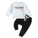 Xkwyshop Kids Baby Boy Halloween Outfits Pumpkin Sweatshirt Tops and Pants for Toddler Fall 2pcs Tracksuit