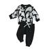 Sunisery Baby Fall Long Sleeve Ghost Print Pullover and Solid Pants 2Pcs Halloween Outfits Set Toddler Halloween Clothes Winter