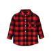 Entyinea Boys School Uniform Long Sleeve Fashion Plaid Shirt Tops Red 140