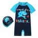 JDEFEG Boy Swim Set 4T Toddler Kids Baby Boys Girls Swimsuit 1 Piece Zipper Bathing Suit Swimwear with Hat Rash Guard Surfing Suit Upf 50+ Boys Swimsuit 18 Months Polyester Navy M