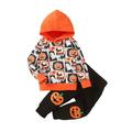 Licupiee Toddler Kids Baby Girls Boys Halloween Outfit Long Sleeve Pumpkin Print Hooded Tops + Casual Sweatpants