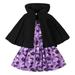 Tosmy Toddler Girl Clothes Cape Hooded Tops Pumpkin Bat Dress 2 Piece Outfits Set For Kids Fall Winter Outfit