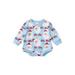 Qtinghua Newborn Baby Boy Girl Christmas Jumpsuit Santa Claus Print Long Sleeve Romper Fall Clothes Blue 12-18 Months