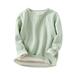 JDEFEG Boy Youth Basketball Kids Toddler Girls Boys Ribbed Solid Spring Winter Long Sleeve Warm Thick Tops Clothes Boys Raglan Tee Cotton Green 110