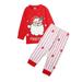 YDOJG Toddler Boys Girls Pajamas Kids Christmas Santa Striped Print Tops+Pants Pajamas Outfits For 3-4 Years