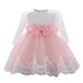 Youmylove Dresses For Girls Baby Girls Ruffle Long Sleeve Lace Bowknot Flower Dresses Pageant Party Wedding Princess Dress
