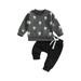 Peyakidsaa Toddler Baby Boy 2 Piece Outfits Halloween Skull Print Long Sleeve Sweatshirt and Pants Set