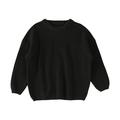 Pedort Toddler Girl s Crewneck Batwing Long Sleeve Sweater Long Sleeve Casual Knit Pullover Sweater Top Black 110
