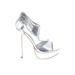 Bakers Heels: Slip-on Stilleto Glamorous Silver Print Shoes - Women's Size 39 - Pointed Toe