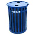 Witt Industries Oakley Slatted Metal Recycling Receptacle with Recycling Flat Top Blue - 28in. Dia x 36in.H