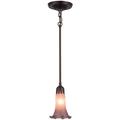 Meyda Tiffany 157419 Transitional One Light Mini Pendant from Lavender Pond Lily collection in Bronze/Dark finish 5.00 inches