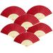 Pack Of 6 Handheld Paper And Bamboo Folding Fans For Wedding Party Church Festivals Home And DIY Decoration (Red)
