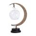 LSLJS LED Moon Night Light Table Lamp USB Charging Iron Moon & Crystal Transparent Apple Design Office & Home Decor Decorative Ball Lamp for College Dormitory Bedroom Living room Desk