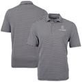 Men's Cutter & Buck Black PGA TOUR Volunteers Big Tall Virtue Eco Pique Stripe Recycled Polo