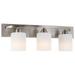 Kira Home Claremont 24 Modern 3-Light Vanity/Bathroom Light + Etched Cylinder Glass Shades Brushed Nickel Finish