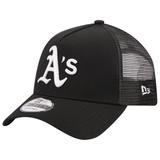 Men's New Era Black Oakland Athletics A-Frame 9FORTY Trucker Adjustable Hat