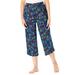 Plus Size Women's Lounge Capri by Catherines in Evening Blue Snowflakes (Size M)
