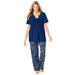 Plus Size Women's Embroidered Short-Sleeve Sleep Top by Catherines in Evening Blue (Size M)