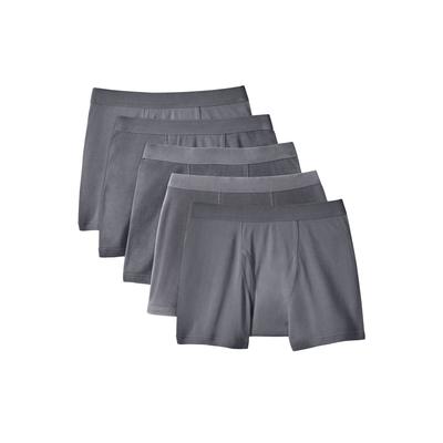 Men's Big & Tall Cotton Boxer Briefs 5-Pack by KingSize in Steel (Size 9XL)