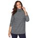 Plus Size Women's Long Sleeve Mockneck Tee by Jessica London in Black Stripe (Size 14/16) Mock Turtleneck T-Shirt