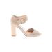 Vince Camuto Heels: Ivory Solid Shoes - Women's Size 7 1/2 - Peep Toe