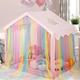 LOAOL Princess Tent for Girls, Kids Play Tent Large Playhouse, Indoor Tent Castle for Kids,Outdoor Kids Toddlers Playhouse Imaginative Child’s Game Play Tent Rainbow Decoration