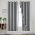 Joydeco 72 Inch Light Grey Blackout Curtains for Bedroom, 100% Blackout Light Grey Linen Curtains for Living Room, Room Darkening Burlap Grommet Textured Curtains&Drapes (52x72 inch, Light Grey)