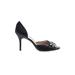 Glint Heels: D'Orsay Stilleto Cocktail Party Black Print Shoes - Women's Size 10 1/2 - Open Toe