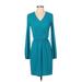 Doo.ri Casual Dress V Neck Long sleeves: Blue Print Dresses - Women's Size X-Small