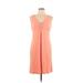 Talbots Casual Dress - Mini Scoop Neck Sleeveless: Orange Print Dresses - Women's Size Large