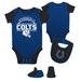 Newborn & Infant Royal/Black Indianapolis Colts Home Field Advantage Three-Piece Bodysuit, Bib Booties Set