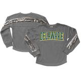 Girls Youth Gameday Couture Gray Delaware Fightin' Blue Hens Guess Who's Back Long Sleeve T-Shirt