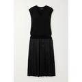 Simone Rocha - Pleated Wool And Silk-blend And Satin Midi Dress - Black