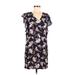 Splendid Casual Dress - Shift V Neck Short sleeves: Blue Floral Dresses - New - Women's Size Small