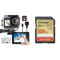 icefox Action Cam 4K Ultra HD 20MP Kamera Unterwasserkamera & SanDisk Extreme SDXC UHS-I Speicherkarte 128 GB