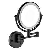 LED Wall Mount Two-Sided Makeup Vanity Mirror 8 Inch Matte Black 1X/3X Magnification