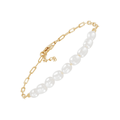 Women s Welry Oval-Cut Freshwater Pearl Chain Bracelet in 14kt Gold-Plated Sterling Silver 7 + 1