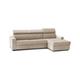 Canapé d'angle fixe 3 places en tissu beige