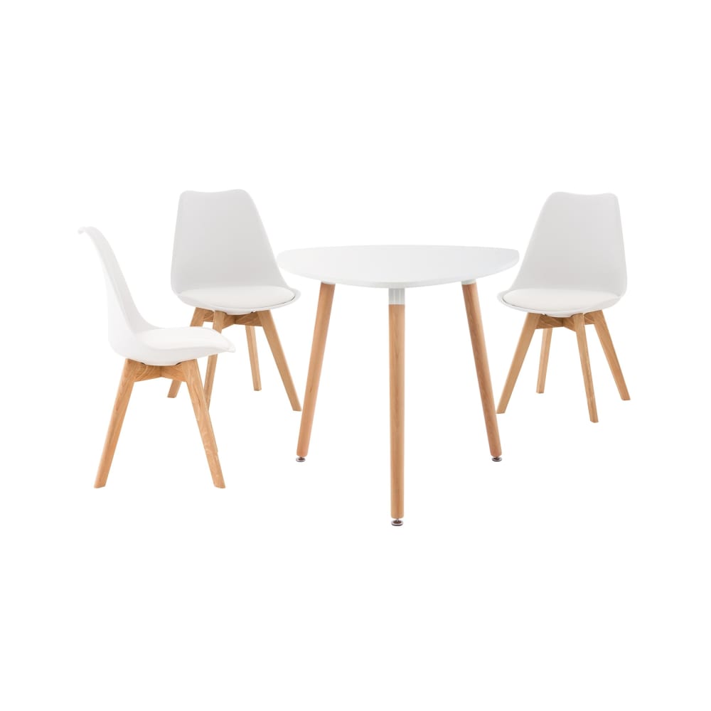 Ensemble de 3 chaises et 1 table en holz Blanc