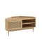 Meuble tv d'angle placage chêne et cannage rotin 120cm